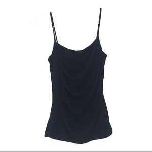 New LNA Black Ruched Side Spaghetti Strap Tank Top